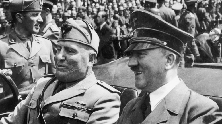Mussolini and Hitler in car