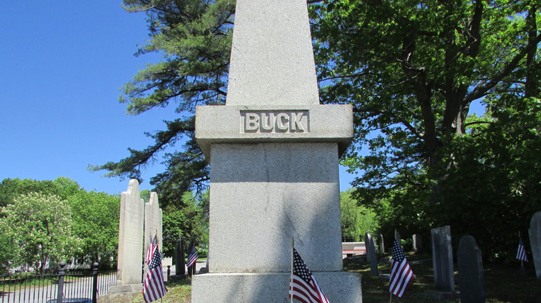 colonel bucks grave monument under trees