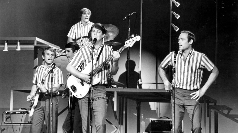 The Beach Boys performing onstage in 1964