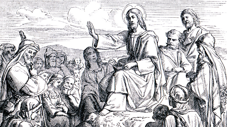 engraving of mount of olives sermon by Jesus