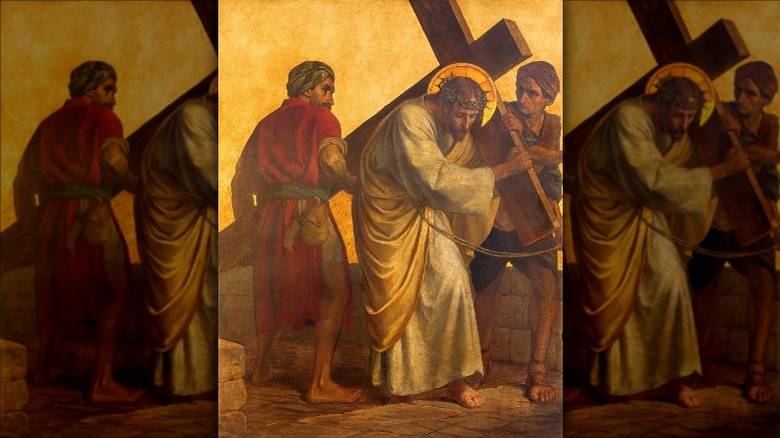Jesus carrying a cross
