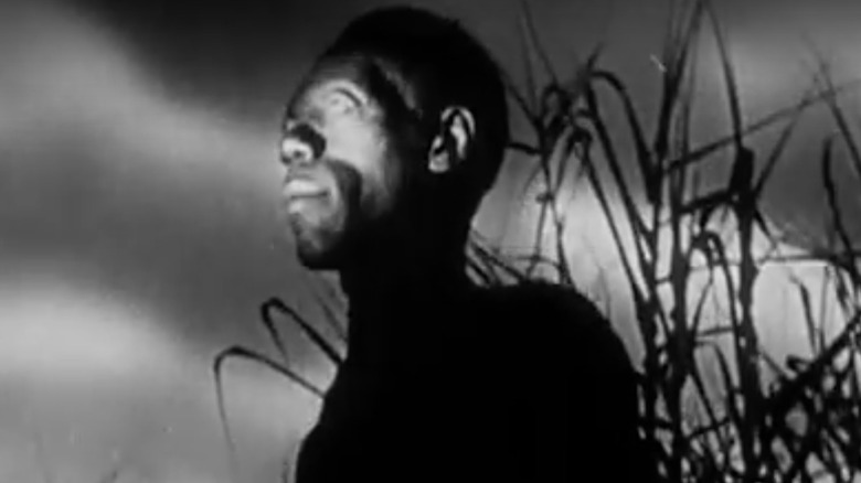 Man's face in stark contrast light