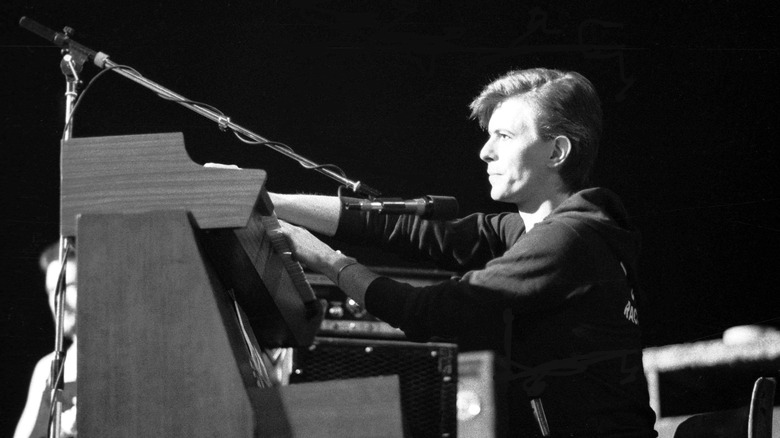 David Bowie playing keyboard in Iggy Pop's backing band during The Idiot tour, 1977