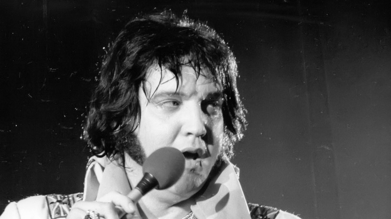Elvis Presley in concert circa 1977