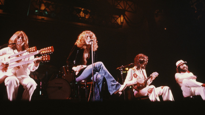 Led Zeppelin performing on stage at Madison Square Garden, New York, June 1977