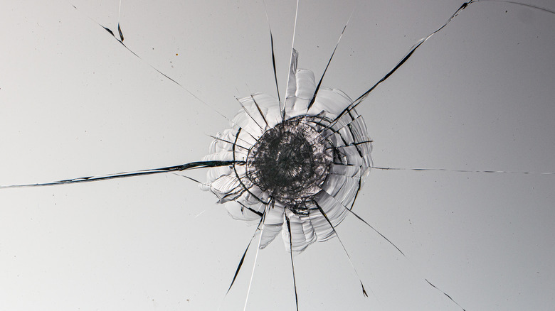 Bullet hole in glass