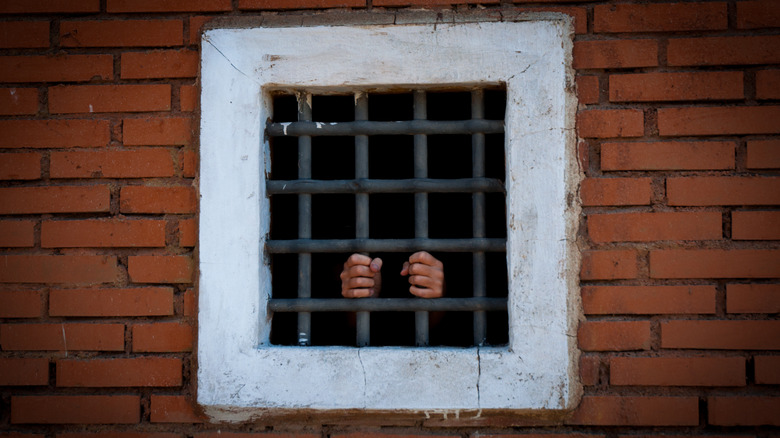 mans hands on cell bars