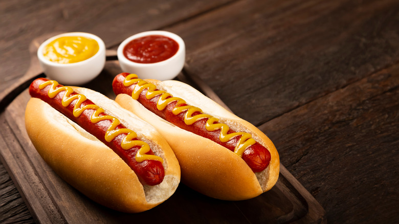 Two hot dogs