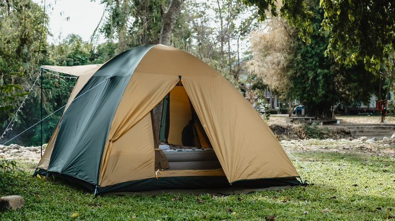 A tent in a campground