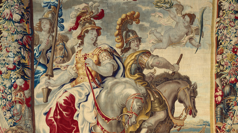 Caesar and Cleopatra ride together