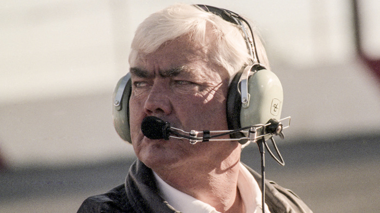 Junior Johnson with headset during race