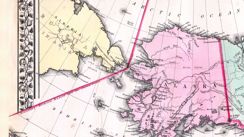 Alaska and Russia map