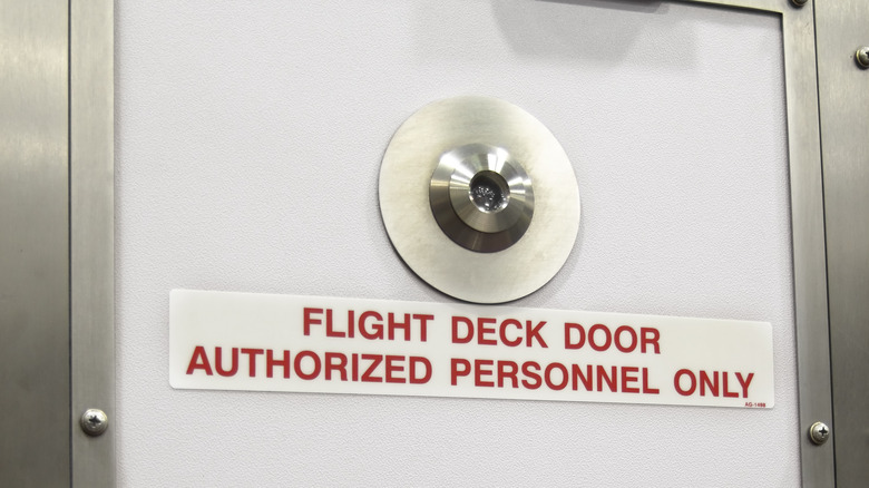 Peephole in flight deck entry door