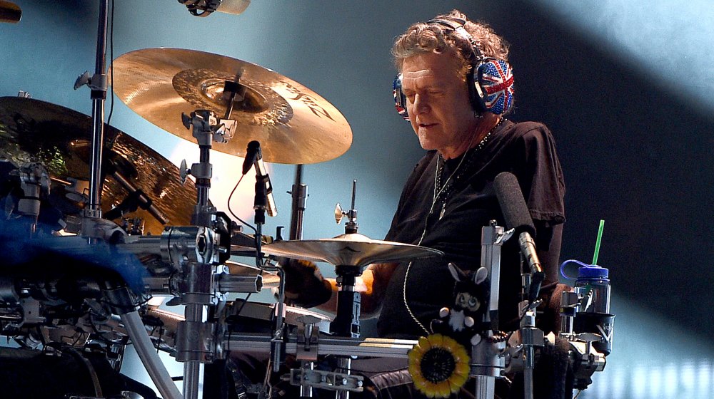 Rick Allen playing his drums.