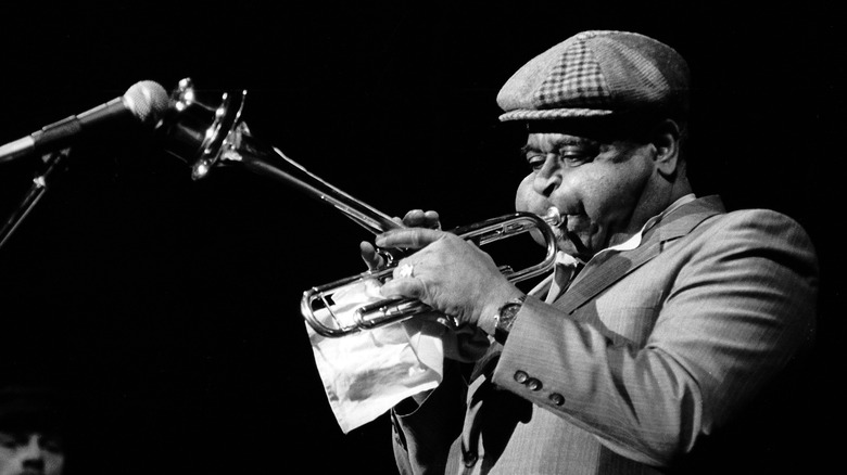 Dizzy Gillespie playing trumpet