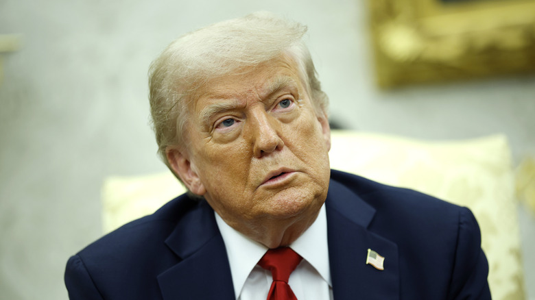 Donald Trump in suit and tie in White House