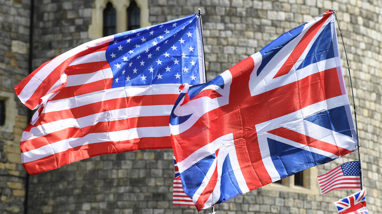 US and UK flags, Windsor, 2018