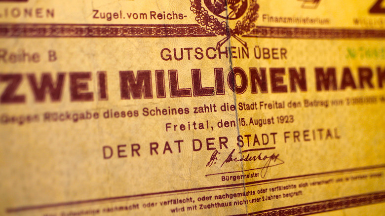 2 million mark note, Weimar Republic