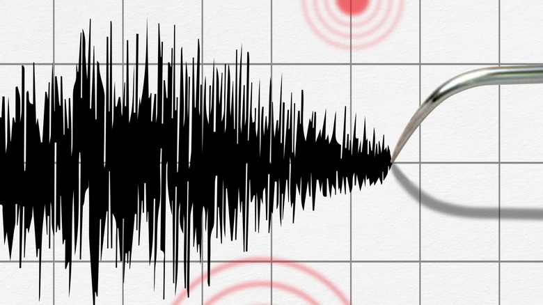 Seismograph recording seismic activity