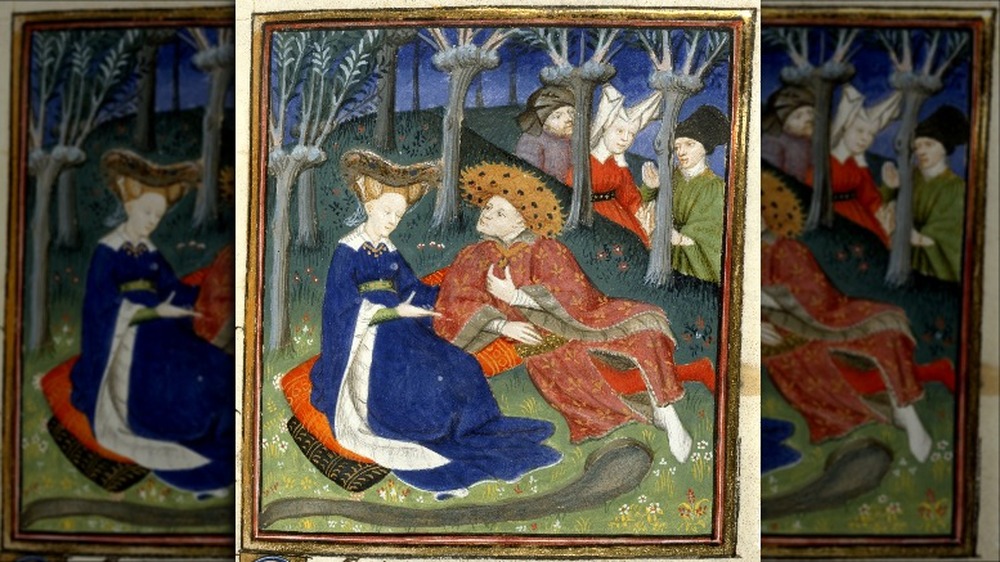 Duke and ladies in a garden