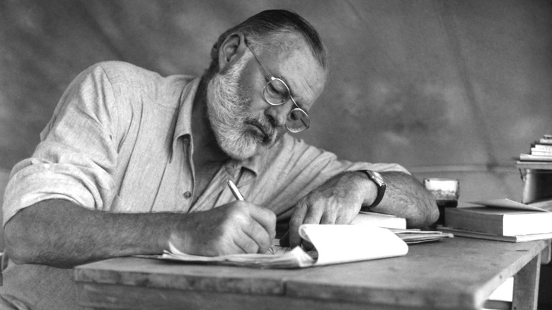 Ernest Hemingway writing 