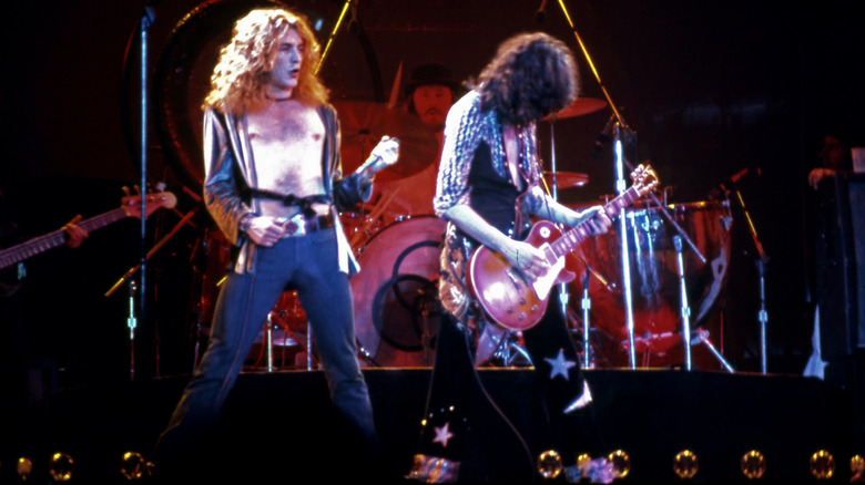 Led Zeppelin performing live on stage
