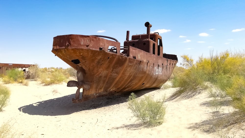 Ship in Aralkum Desert.