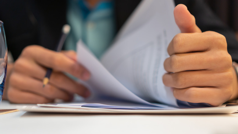 Signing a document 
