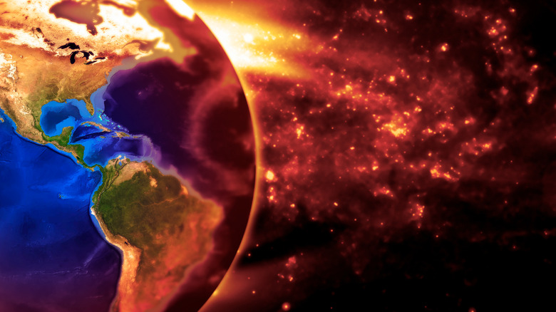 Artistic rendering of Earth burning