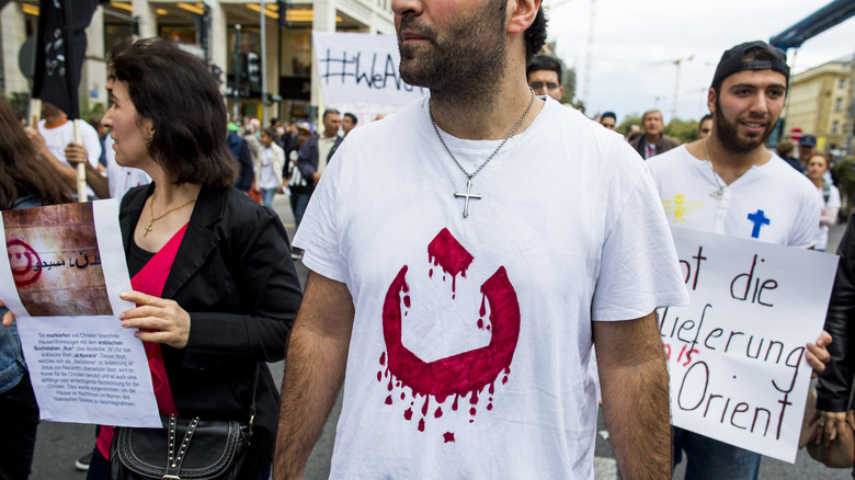 Christians protesting ISIS genocide w/nun