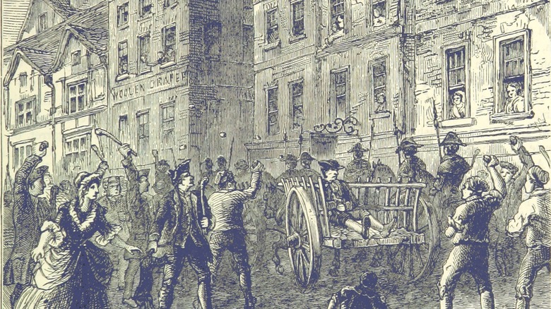 Jonathan Wild in a cart with mob