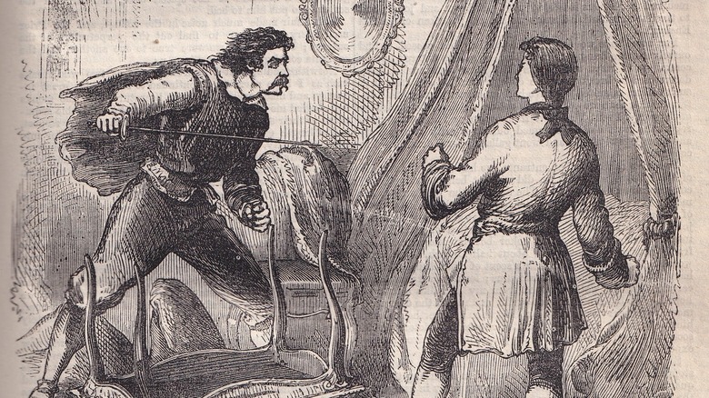 Sketch of robber with sword