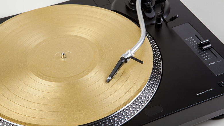 A turntable for playing vinyl records