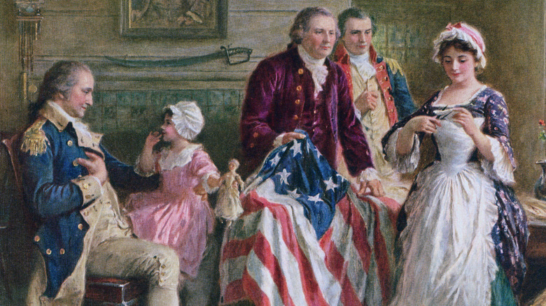 Betsy Ross cutting a star