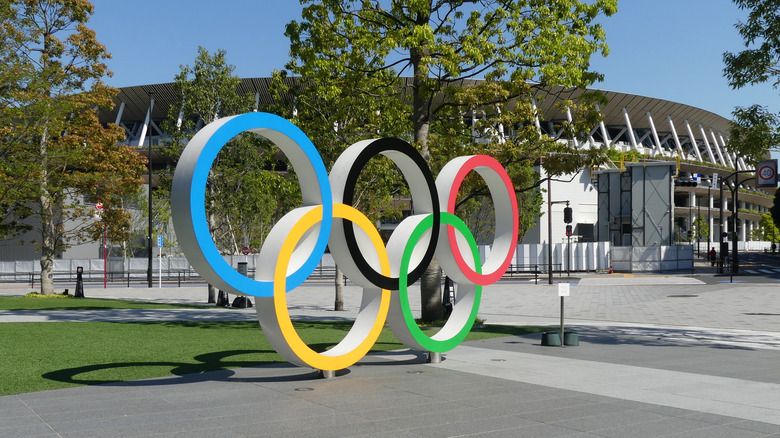 Olympic symbol monument in Tokyo