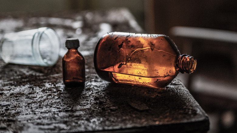 Old bottle on table