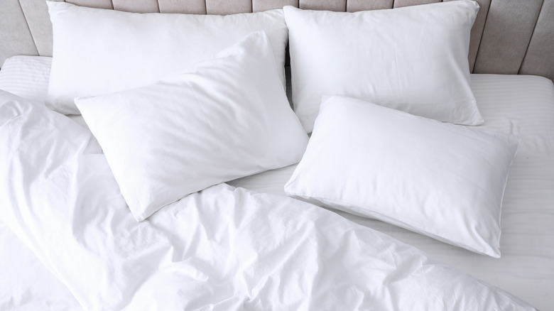 pillows on bed