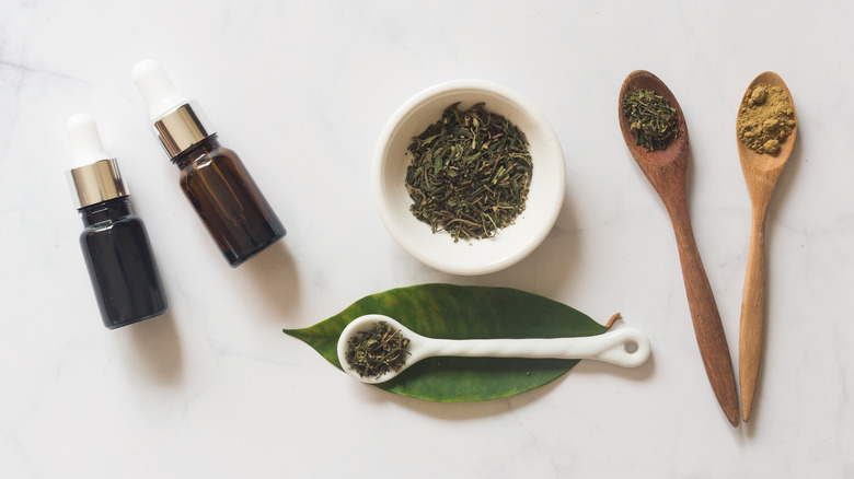 Organic marijuana products spread out