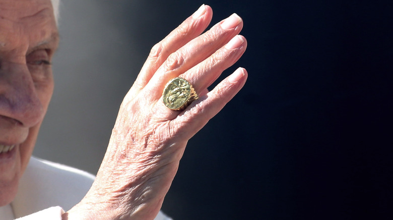 Pope Benedict fisherman's ring close-up