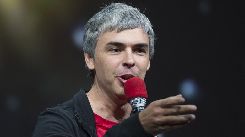 Larry Page speaks on stage