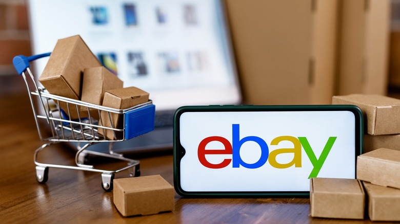 Smartphone displaying eBay logo