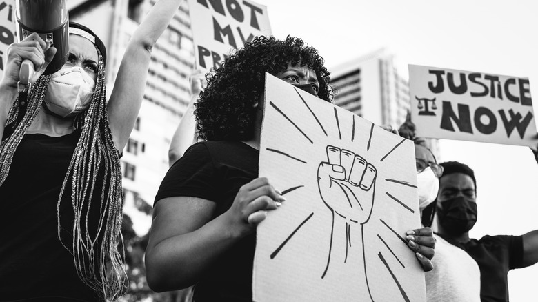 Black lives matter protestors gathering