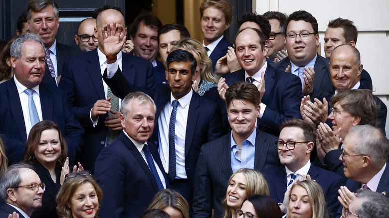Rishi Sunak celebrating with Tories