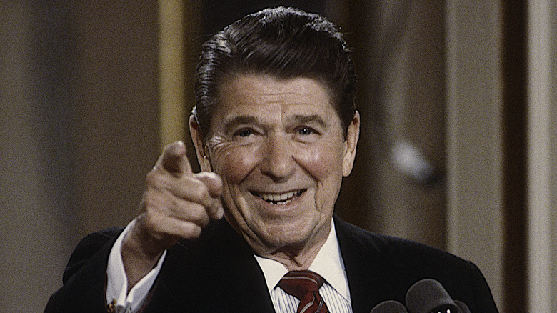 Ronald Reagan pointing smiling
