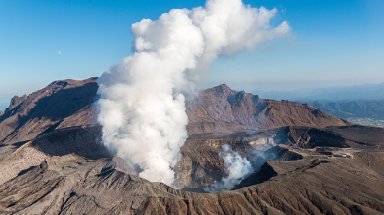 rim of Mount Aso volcano