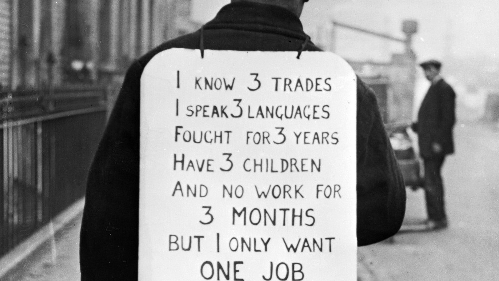 Unemployed man Great Depression