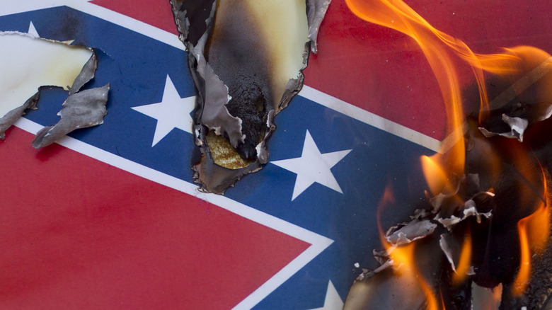 Burning Confederate flag