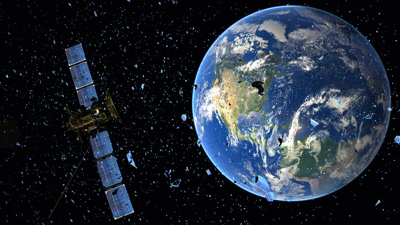 Space junk in orbit.