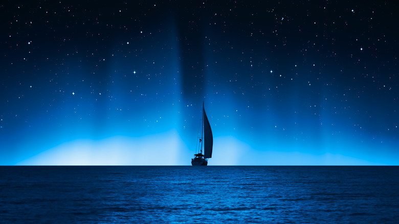 boat on the ocean at night