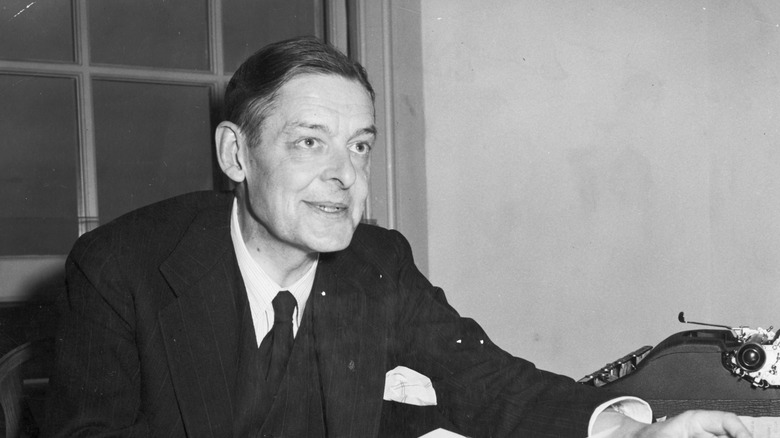 T S Eliot at typewriter